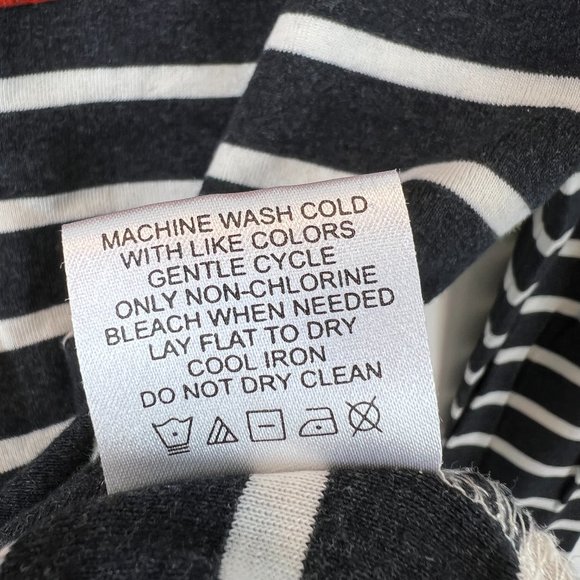 Tory Burch Sz Medium Gray White Striped Graphic Tee - Picture 8 of 15